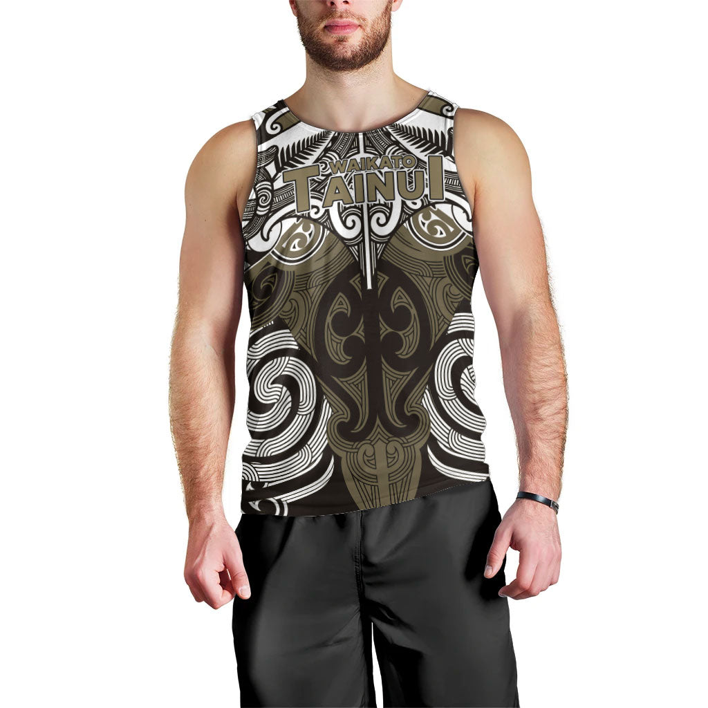 Personalised Maori Waikato Tainui Men Tank Top Silver Fern Kowhaiwhai Art LT01 - Polynesian Pride