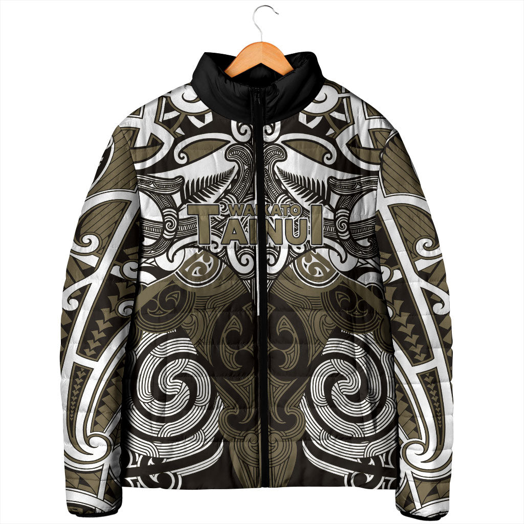 Personalised Maori Waikato Tainui Padded Jacket Silver Fern Kowhaiwhai Art LT01 - Polynesian Pride