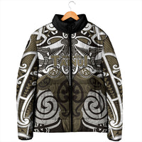 Personalised Maori Waikato Tainui Padded Jacket Silver Fern Kowhaiwhai Art LT01 - Polynesian Pride