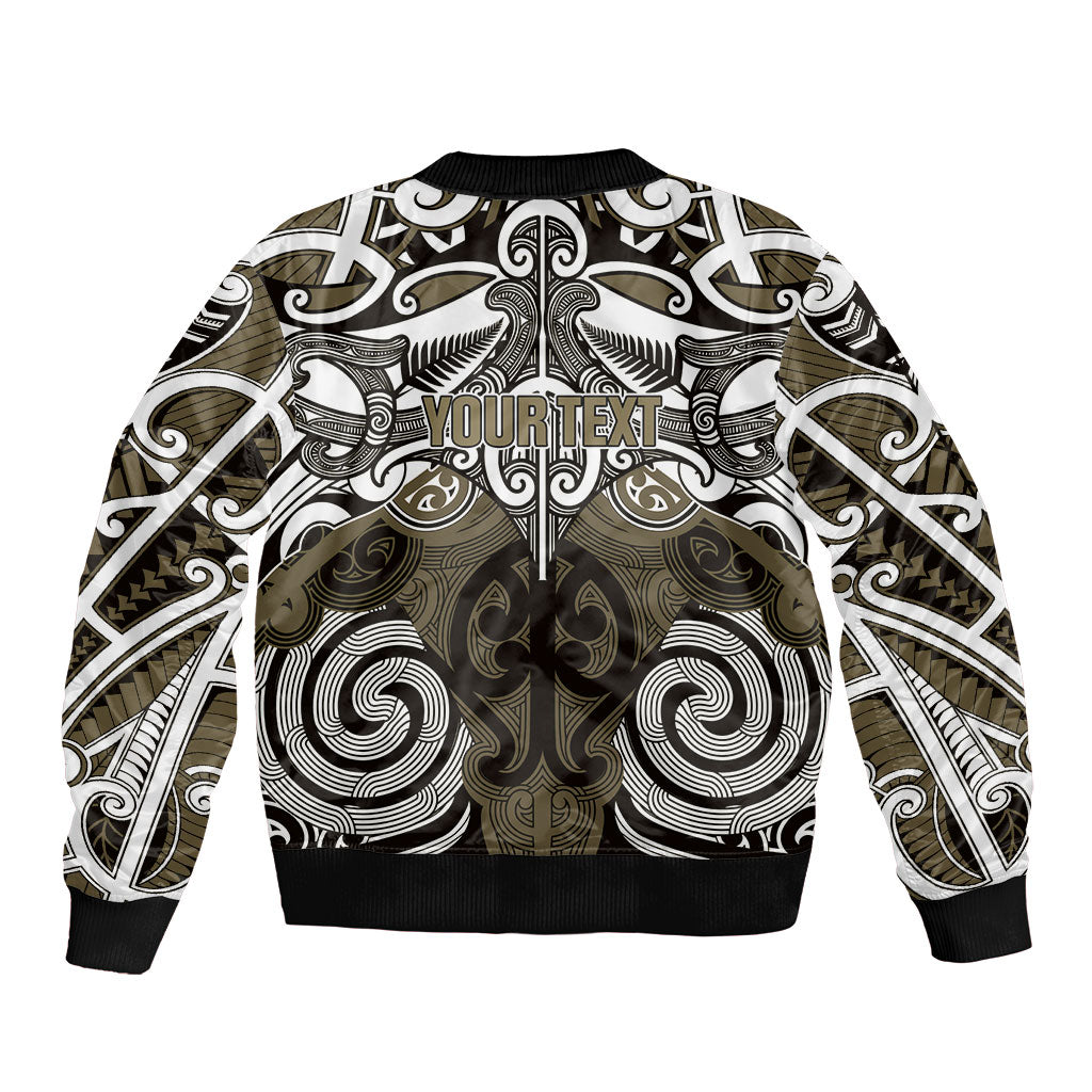 Personalised Maori Waikato Tainui Sleeve Zip Bomber Jacket Silver Fern Kowhaiwhai Art LT01 - Polynesian Pride