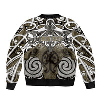 Personalised Maori Waikato Tainui Sleeve Zip Bomber Jacket Silver Fern Kowhaiwhai Art LT01 - Polynesian Pride