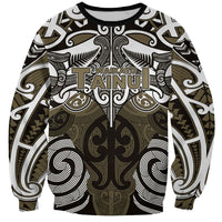 Personalised Maori Waikato Tainui Sweatshirt Silver Fern Kowhaiwhai Art LT01 Unisex Muted Gold - Polynesian Pride