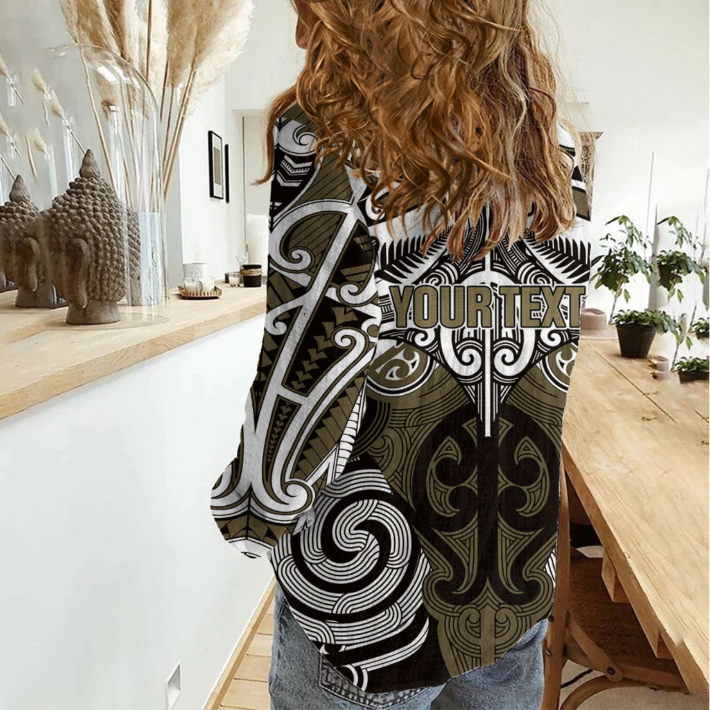 Personalised Maori Waikato Tainui Women Casual Shirt Silver Fern Kowhaiwhai Art LT01 - Polynesian Pride