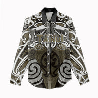 Personalised Maori Waikato Tainui Women Casual Shirt Silver Fern Kowhaiwhai Art LT01 - Polynesian Pride
