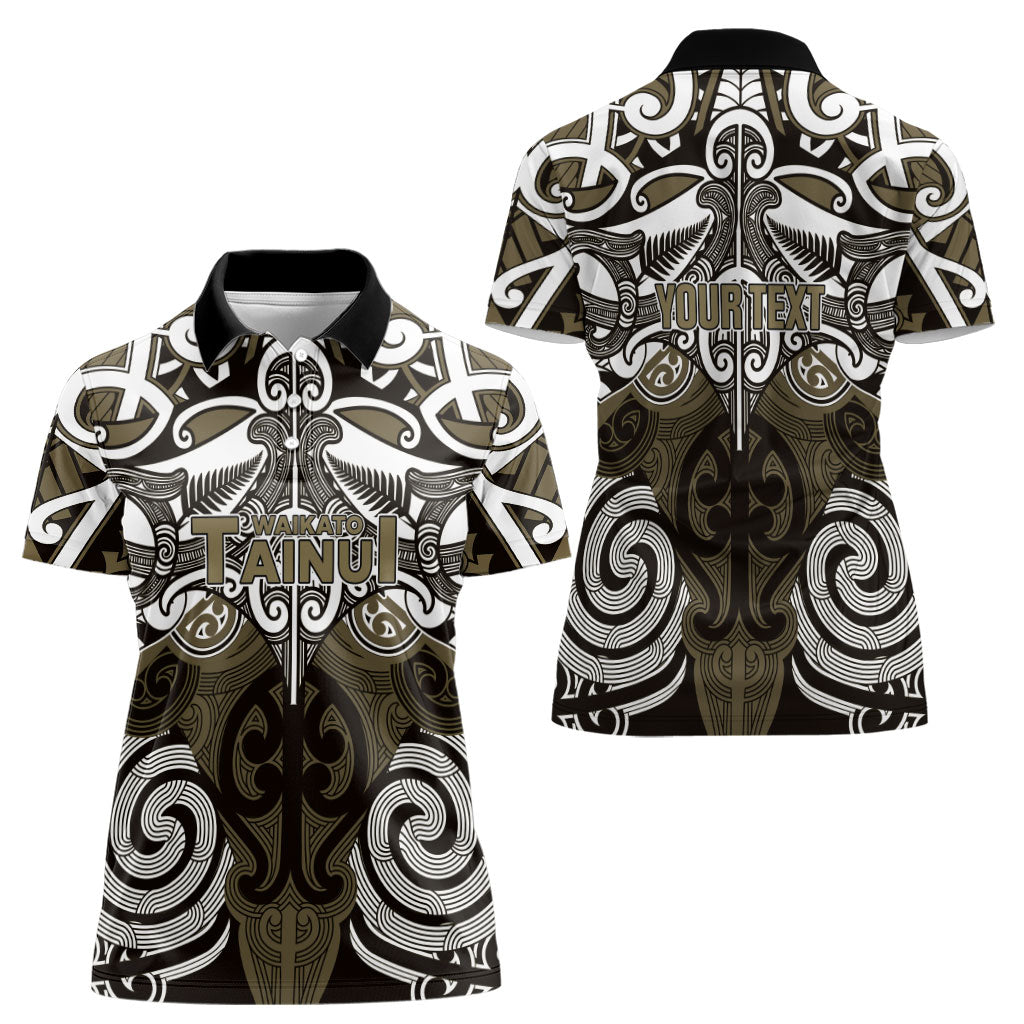 Personalised Maori Waikato Tainui Women Polo Shirt Silver Fern Kowhaiwhai Art LT01 - Polynesian Pride