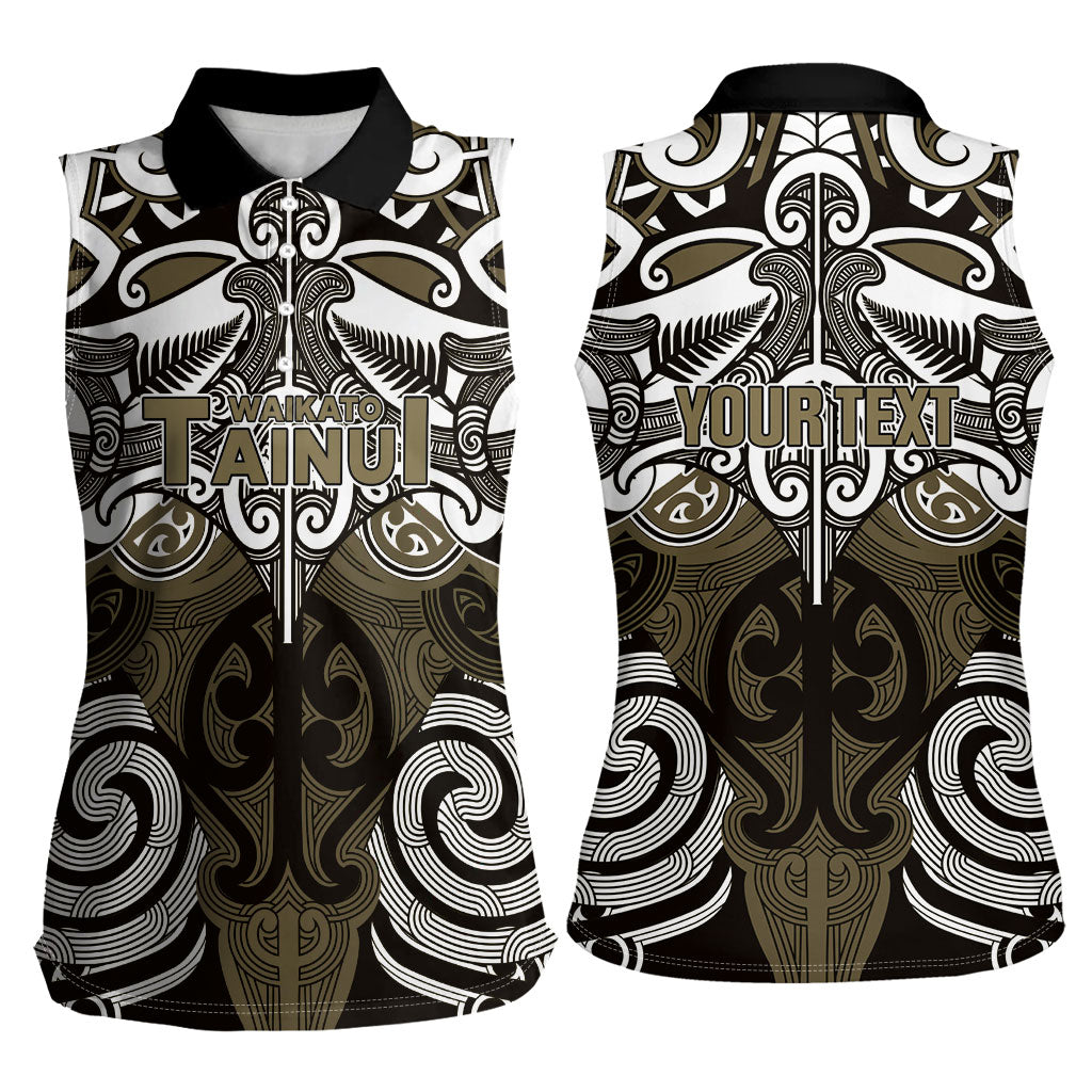 Personalised Maori Waikato Tainui Women Sleeveless Polo Shirt Silver Fern Kowhaiwhai Art LT01 - Polynesian Pride