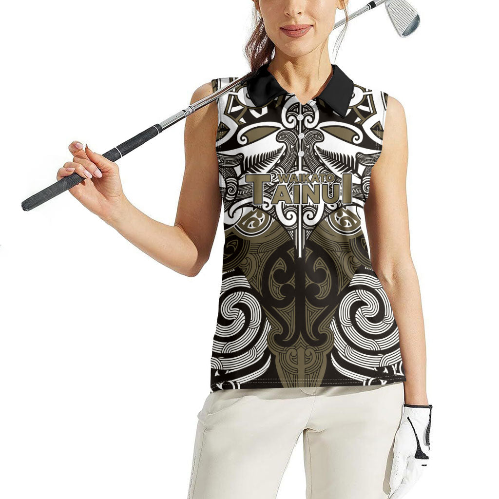 Personalised Maori Waikato Tainui Women Sleeveless Polo Shirt Silver Fern Kowhaiwhai Art LT01 - Polynesian Pride
