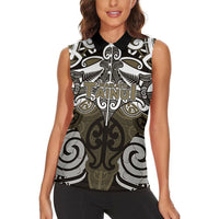 Personalised Maori Waikato Tainui Women Sleeveless Polo Shirt Silver Fern Kowhaiwhai Art LT01 - Polynesian Pride