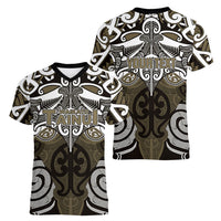 Personalised Maori Waikato Tainui Women V-Neck T-Shirt Silver Fern Kowhaiwhai Art LT01 - Polynesian Pride