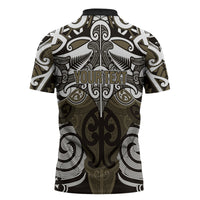 Personalised Maori Waikato Tainui Zipper Polo Shirt Silver Fern Kowhaiwhai Art LT01 - Polynesian Pride