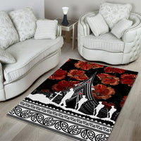 New Zealand ANZAC Day Area Rug Poppy With Polynesian Pattern LT01 - Polynesian Pride