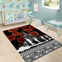 New Zealand ANZAC Day Area Rug Poppy With Polynesian Pattern LT01 - Polynesian Pride