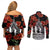 New Zealand ANZAC Day Couples Matching Off Shoulder Short Dress and Long Sleeve Button Shirt Poppy With Polynesian Pattern LT01 - Polynesian Pride