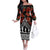 New Zealand ANZAC Day Off The Shoulder Long Sleeve Dress Poppy With Polynesian Pattern LT01 Women Black - Polynesian Pride