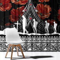 New Zealand ANZAC Day Window Curtain Poppy With Polynesian Pattern LT01 - Polynesian Pride