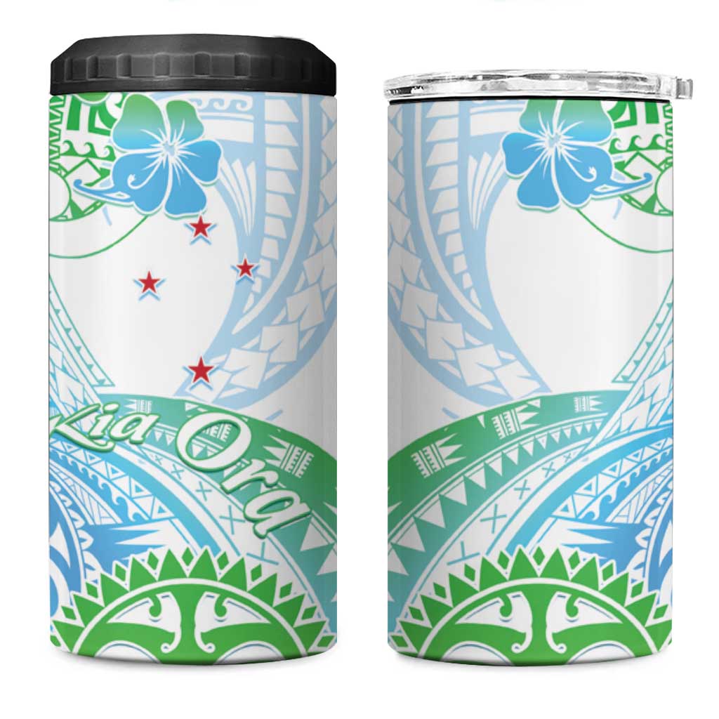 Kia Ora Maori New Zealand Pastel 4 in 1 Can Cooler Tumbler Sun Ta Moko Aqua Green Version