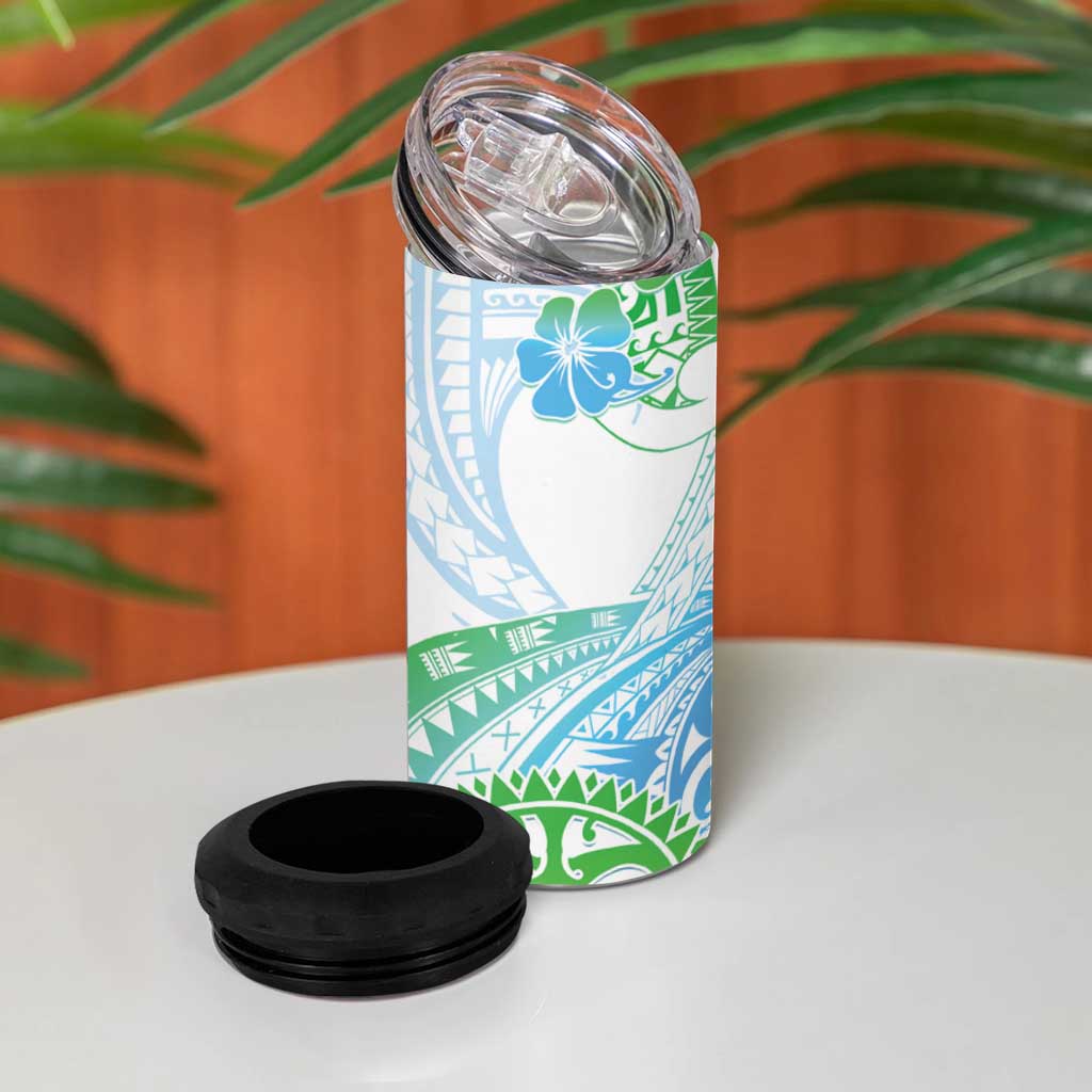 Kia Ora Maori New Zealand Pastel 4 in 1 Can Cooler Tumbler Sun Ta Moko Aqua Green Version