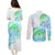 Kia Ora Maori New Zealand Pastel Couples Matching Puletasi Dress and Long Sleeve Button Shirt Sun Ta Moko Aqua Green Version LT01 - Polynesian Pride