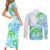 Kia Ora Maori New Zealand Pastel Couples Matching Short Sleeve Bodycon Dress and Long Sleeve Button Shirt Sun Ta Moko Aqua Green Version LT01 - Polynesian Pride