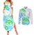 Kia Ora Maori New Zealand Pastel Couples Matching Summer Maxi Dress and Long Sleeve Button Shirt Sun Ta Moko Aqua Green Version LT01 Aqua - Polynesian Pride