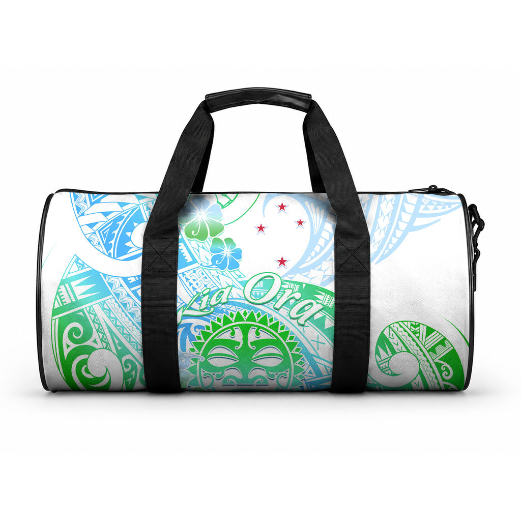Kia Ora Maori New Zealand Pastel Duffle Bag Sun Ta Moko Aqua Green Version