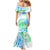 Kia Ora Maori New Zealand Pastel Family Matching Mermaid Dress and Hawaiian Shirt Sun Ta Moko Aqua Green Version LT01 - Polynesian Pride