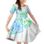 Kia Ora Maori New Zealand Pastel Family Matching Off Shoulder Long Sleeve Dress and Hawaiian Shirt Sun Ta Moko Aqua Green Version LT01 Daughter's Dress Aqua - Polynesian Pride