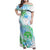 Kia Ora Maori New Zealand Pastel Family Matching Off Shoulder Maxi Dress and Hawaiian Shirt Sun Ta Moko Aqua Green Version LT01 Mom's Dress Aqua - Polynesian Pride