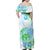 Kia Ora Maori New Zealand Pastel Family Matching Off Shoulder Maxi Dress and Hawaiian Shirt Sun Ta Moko Aqua Green Version LT01 - Polynesian Pride