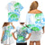 Kia Ora Maori New Zealand Pastel Family Matching Off Shoulder Short Dress and Hawaiian Shirt Sun Ta Moko Aqua Green Version LT01 - Polynesian Pride