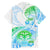 Kia Ora Maori New Zealand Pastel Family Matching Off Shoulder Short Dress and Hawaiian Shirt Sun Ta Moko Aqua Green Version LT01 - Polynesian Pride