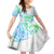 Kia Ora Maori New Zealand Pastel Kid Short Sleeve Dress Sun Ta Moko Aqua Green Version LT01 KID Aqua - Polynesian Pride