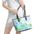 Kia Ora Maori New Zealand Pastel Leather Tote Bag Sun Ta Moko Aqua Green Version LT01 - Polynesian Pride