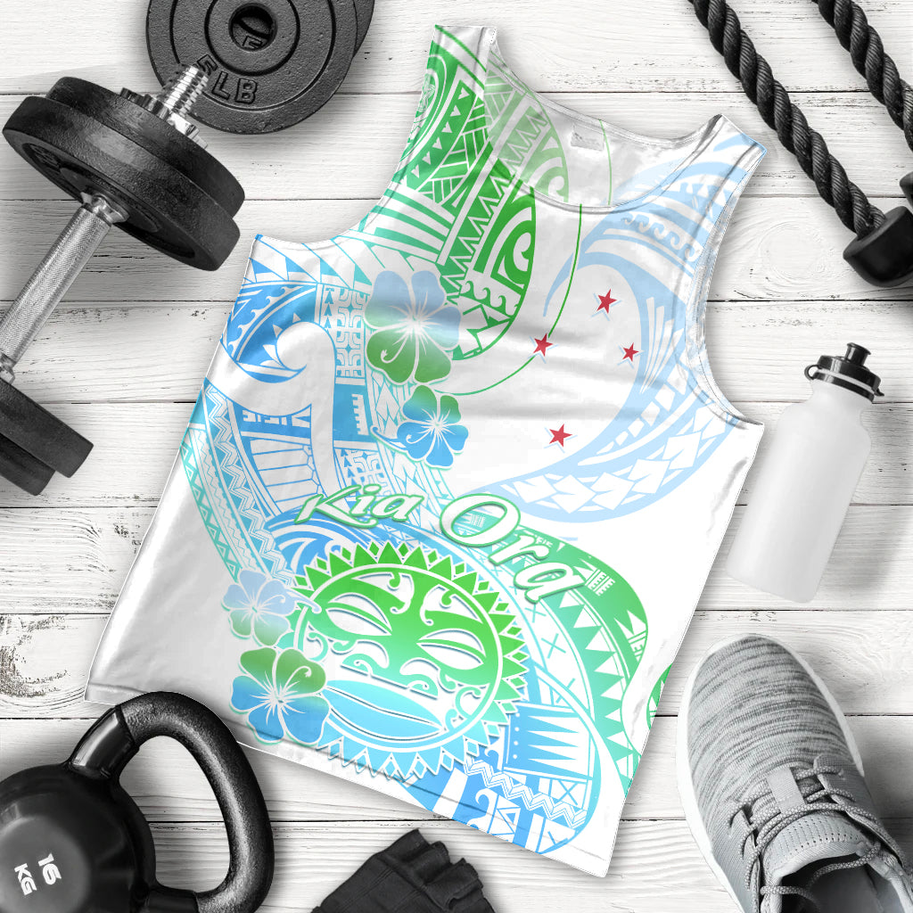 Kia Ora Maori New Zealand Pastel Men Tank Top Sun Ta Moko Aqua Green Version LT01 - Polynesian Pride
