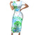 Kia Ora Maori New Zealand Pastel Short Sleeve Bodycon Dress Sun Ta Moko Aqua Green Version LT01 Long Dress Aqua - Polynesian Pride