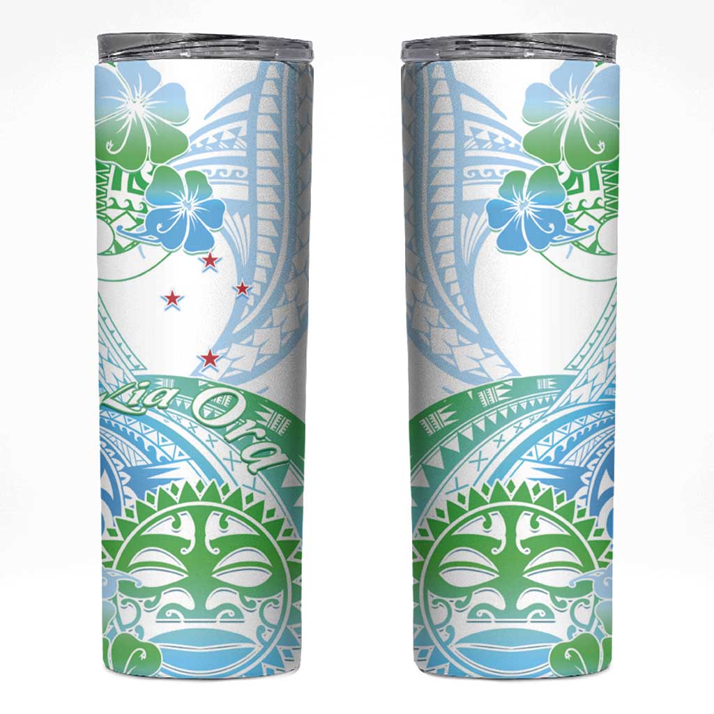 Kia Ora Maori New Zealand Pastel Skinny Tumbler Sun Ta Moko Aqua Green Version