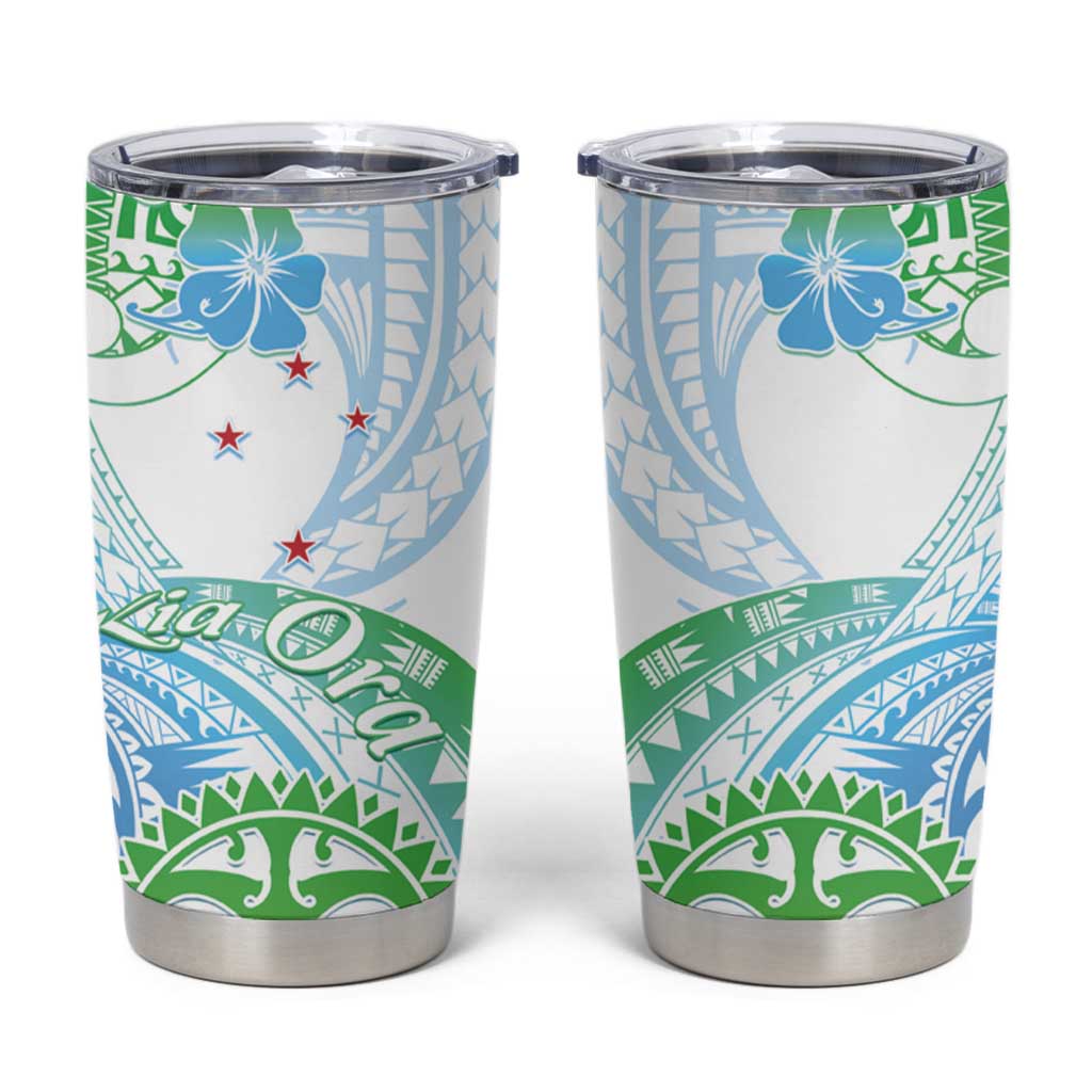 Kia Ora Maori New Zealand Pastel Tumbler Cup Sun Ta Moko Aqua Green Version