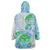 Kia Ora Maori New Zealand Pastel Wearable Blanket Hoodie Sun Ta Moko Aqua Green Version LT01 - Polynesian Pride