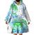 Kia Ora Maori New Zealand Pastel Wearable Blanket Hoodie Sun Ta Moko Aqua Green Version LT01 - Polynesian Pride