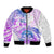 Kia Ora Maori New Zealand Pastel Bomber Jacket Sun Ta Moko Lilac Version LT01 Unisex Purple - Polynesian Pride