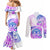 Kia Ora Maori New Zealand Pastel Couples Matching Mermaid Dress and Long Sleeve Button Shirt Sun Ta Moko Lilac Version LT01 - Polynesian Pride