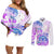 Kia Ora Maori New Zealand Pastel Couples Matching Off Shoulder Short Dress and Long Sleeve Button Shirt Sun Ta Moko Lilac Version LT01 Purple - Polynesian Pride