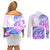 Kia Ora Maori New Zealand Pastel Couples Matching Off Shoulder Short Dress and Long Sleeve Button Shirt Sun Ta Moko Lilac Version LT01 - Polynesian Pride