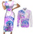 Kia Ora Maori New Zealand Pastel Couples Matching Short Sleeve Bodycon Dress and Long Sleeve Button Shirt Sun Ta Moko Lilac Version LT01 Purple - Polynesian Pride