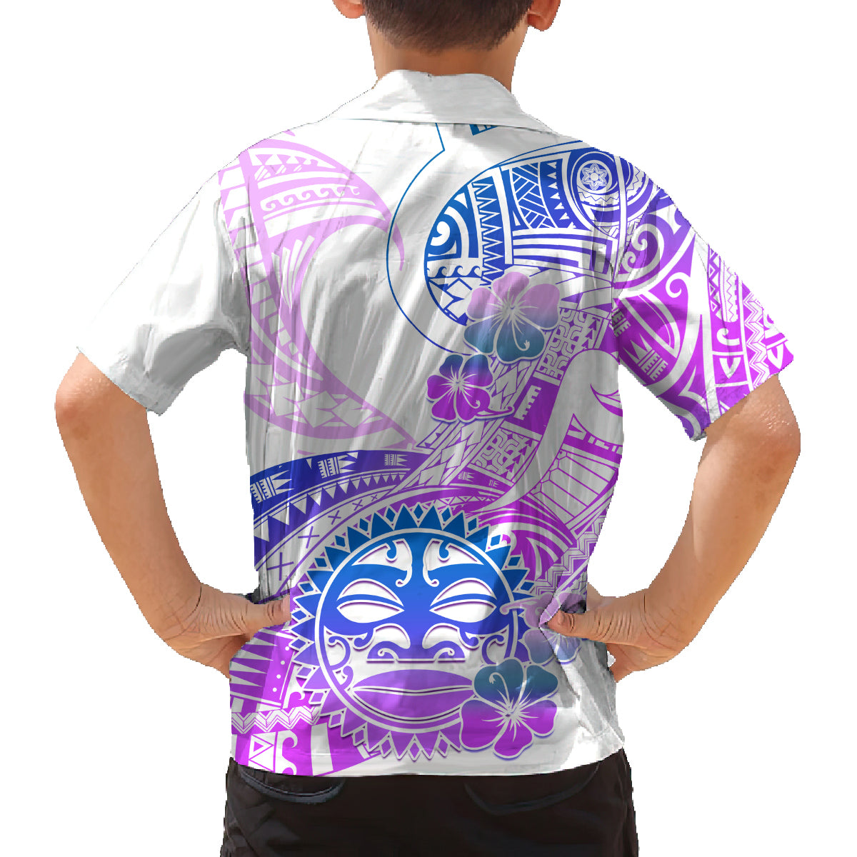 Kia Ora Maori New Zealand Pastel Family Matching Tank Maxi Dress and Hawaiian Shirt Sun Ta Moko Lilac Version LT01 - Polynesian Pride