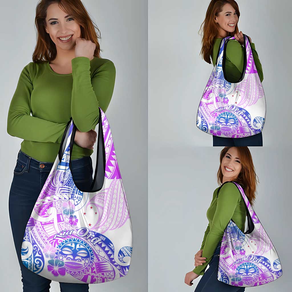 Kia Ora Maori New Zealand Pastel Grocery Bag Sun Ta Moko Lilac Version LT01 - Polynesian Pride
