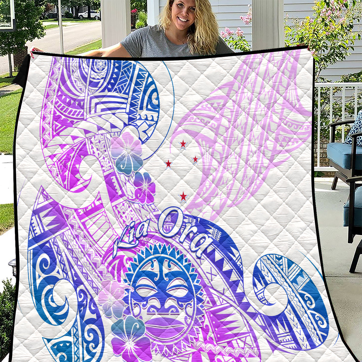 Kia Ora Maori New Zealand Pastel Quilt Sun Ta Moko Lilac Version LT01 Purple - Polynesian Pride