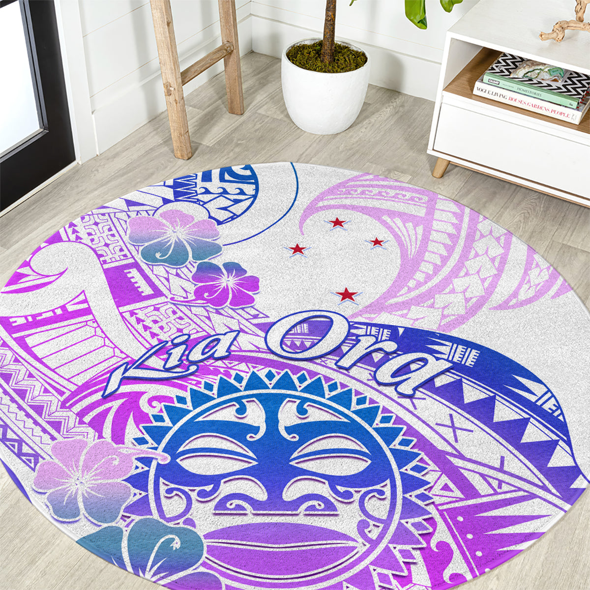 Kia Ora Maori New Zealand Pastel Round Carpet Sun Ta Moko Lilac Version LT01 Purple - Polynesian Pride