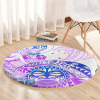 Kia Ora Maori New Zealand Pastel Round Carpet Sun Ta Moko Lilac Version LT01 - Polynesian Pride