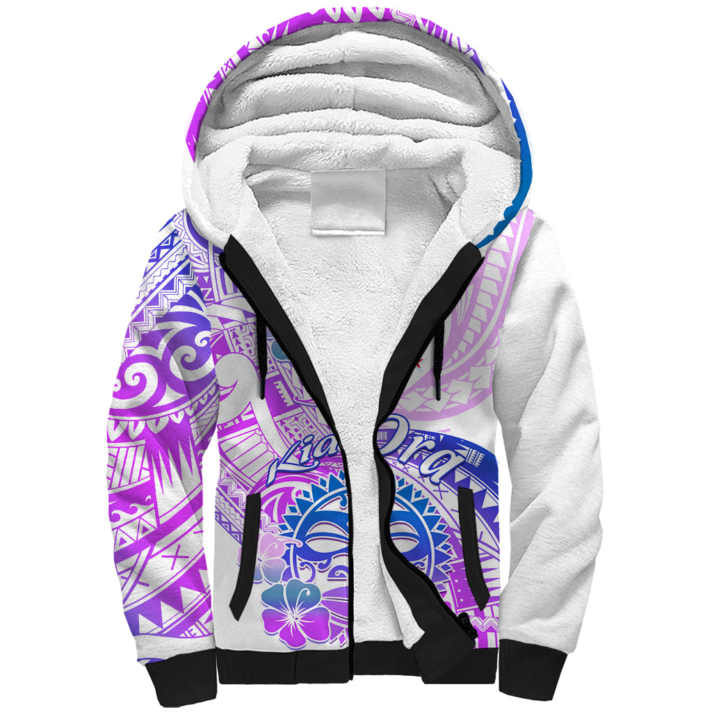 Kia Ora Maori New Zealand Pastel Sherpa Hoodie Sun Ta Moko Lilac Version LT01 Unisex Purple - Polynesian Pride